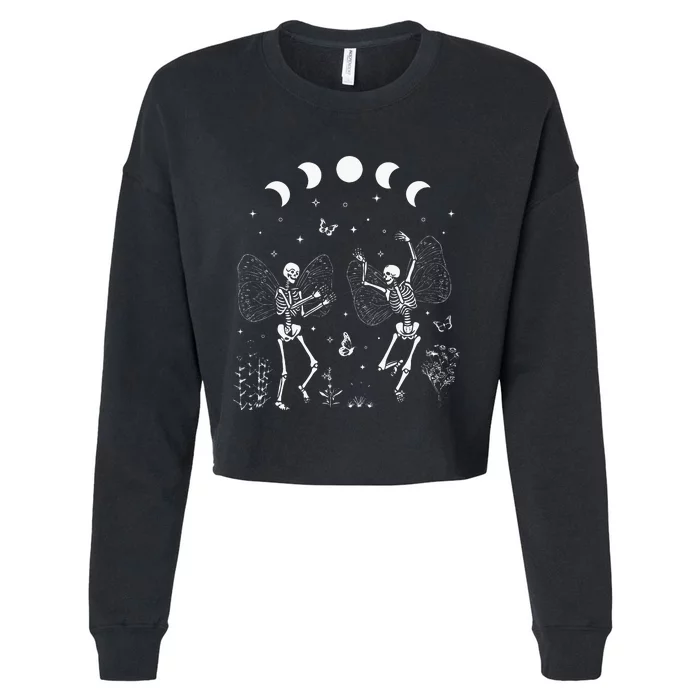 Fairy Grunge Fairycore Aesthetic Butterfly Skeleton Gothic Cropped Pullover Crew