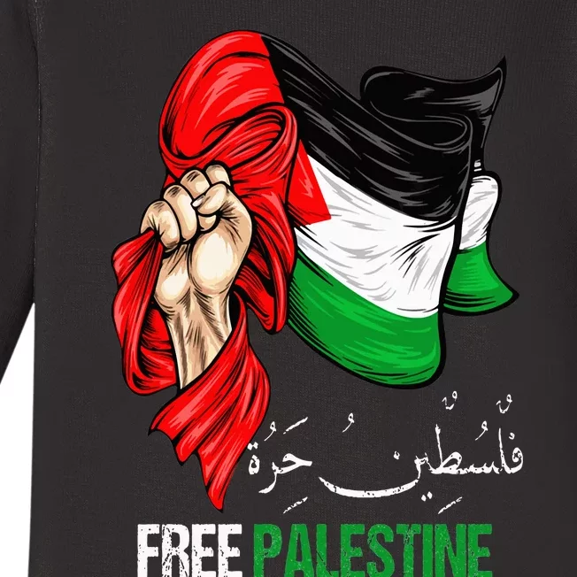 Free Gaza Free Palestine Flag Arabic Jerusalem Human Rights Baby Long Sleeve Bodysuit