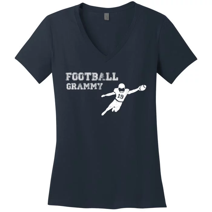 Football Grammy Funny Game Day Kick Off Women's V-Neck T-Shirt