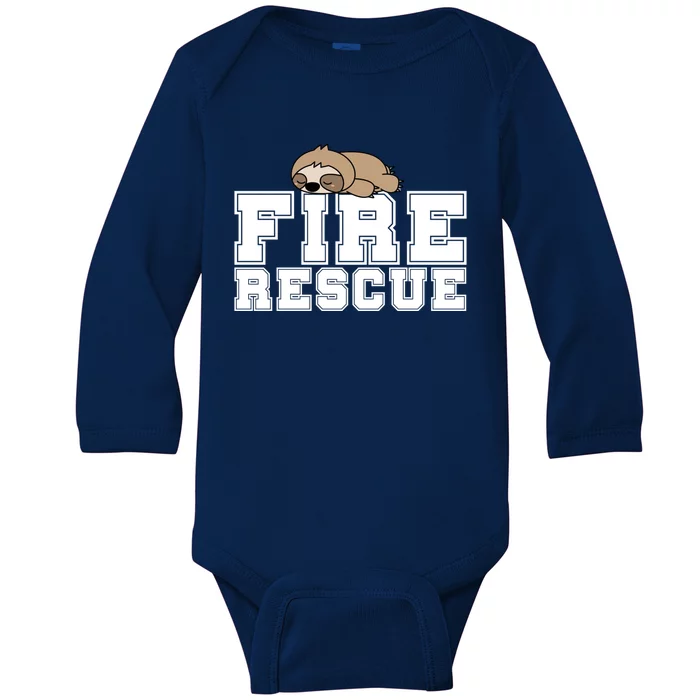 Firefighter Gift Fire Rescue Funny Sloth Gift Tee Gift Baby Long Sleeve Bodysuit