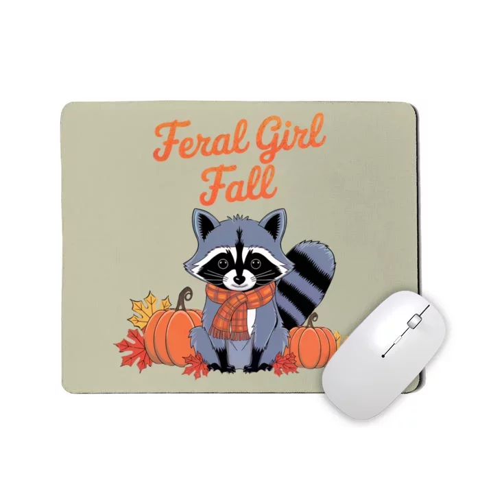 Feral Girl Fall Raccoon Pumpkin Funny Halloween Women Girl Mousepad