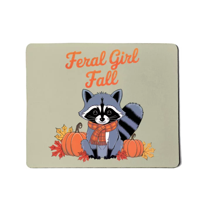 Feral Girl Fall Raccoon Pumpkin Funny Halloween Women Girl Mousepad