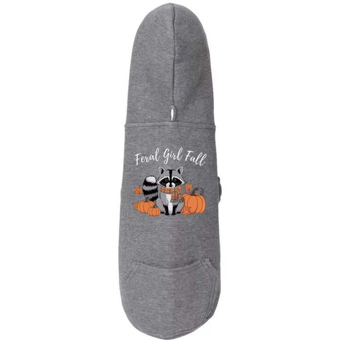 Feral Girl Fall Raccoon Pumpkin Funny Halloween Girl Women Doggie 3-End Fleece Hoodie