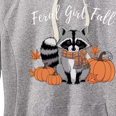 Feral Girl Fall Raccoon Pumpkin Funny Halloween Girl Women Women's Fleece Hoodie