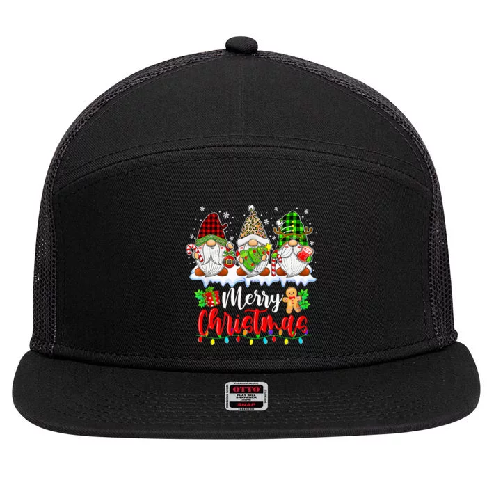 Festive Gnome Family Merry Christmas Lights & Matching 7 Panel Mesh Trucker Snapback Hat