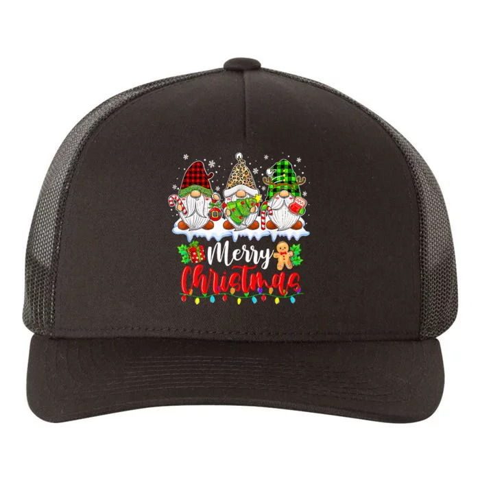 Festive Gnome Family Merry Christmas Lights & Matching Yupoong Adult 5-Panel Trucker Hat