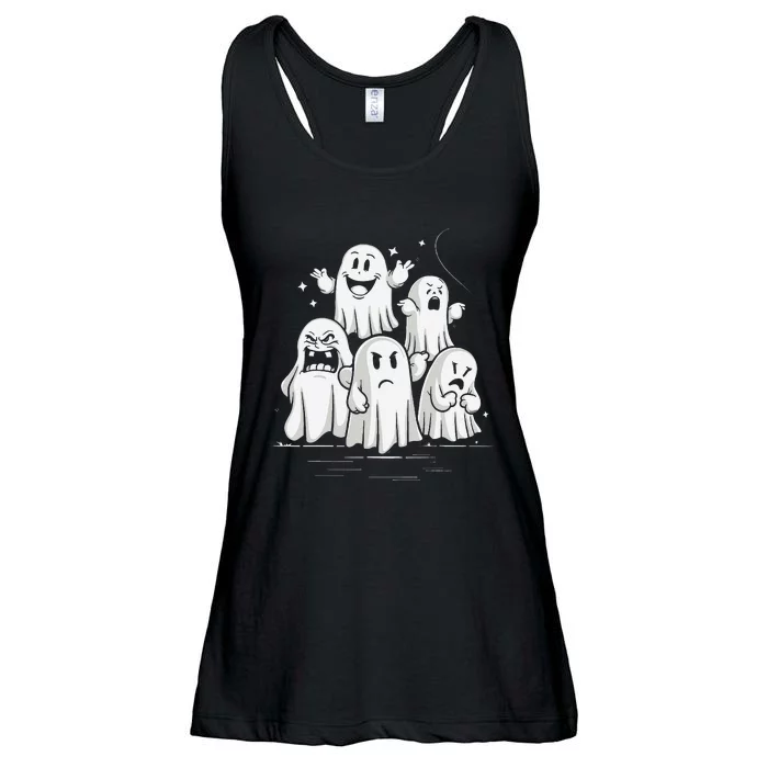 Funny Ghost Facial Expressions Spooky Halloween Ladies Essential Flowy Tank