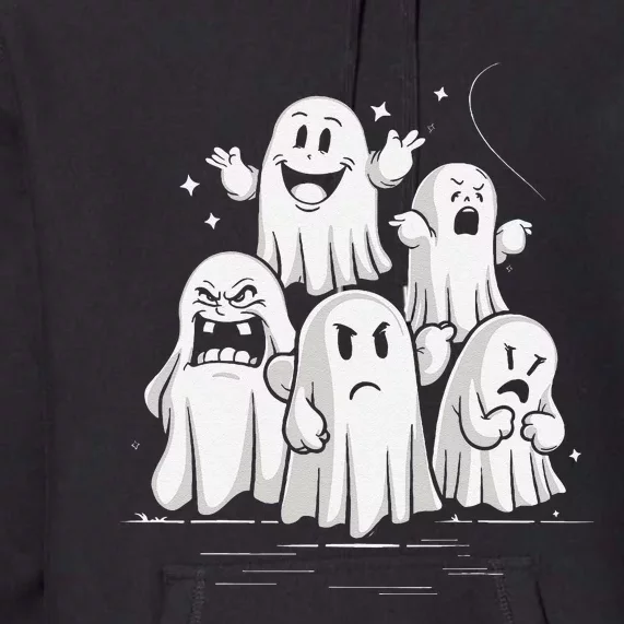 Funny Ghost Facial Expressions Spooky Halloween Premium Hoodie