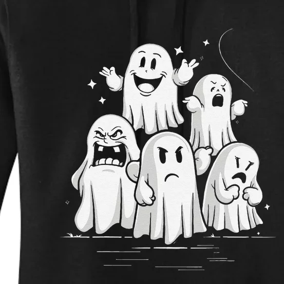 Funny Ghost Facial Expressions Spooky Halloween Women's Pullover Hoodie