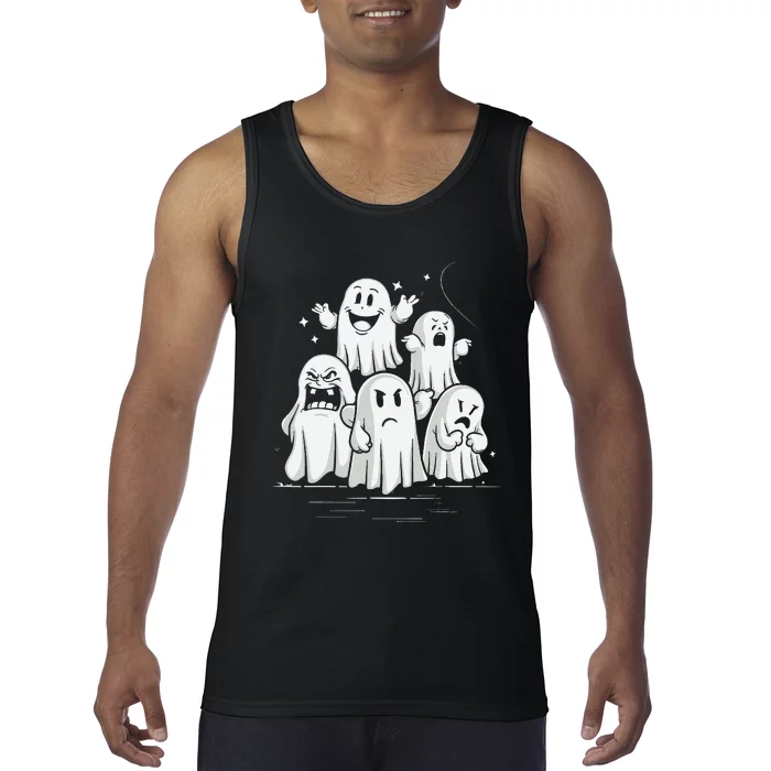 Funny Ghost Facial Expressions Spooky Halloween Tank Top