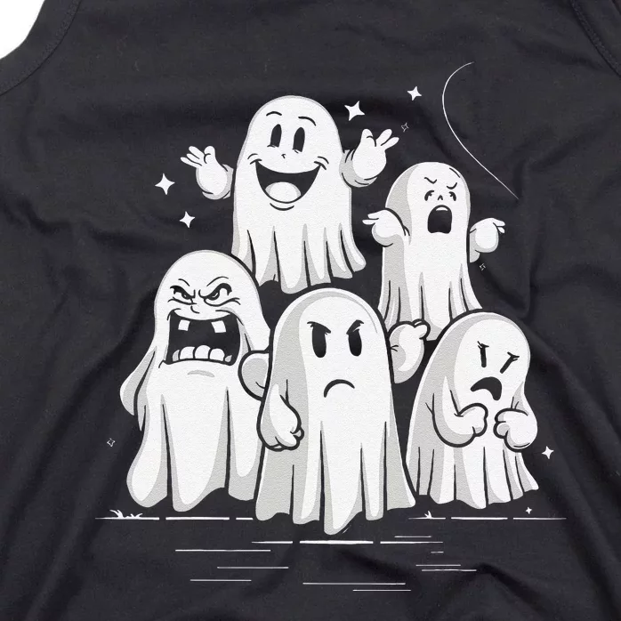 Funny Ghost Facial Expressions Spooky Halloween Tank Top