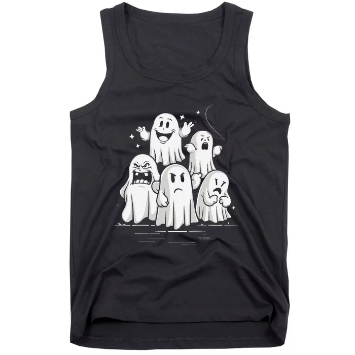 Funny Ghost Facial Expressions Spooky Halloween Tank Top