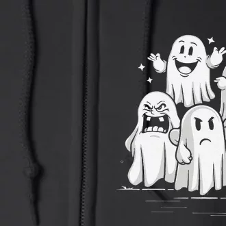 Funny Ghost Facial Expressions Spooky Halloween Full Zip Hoodie