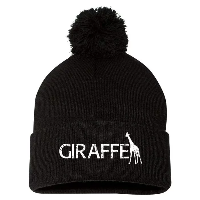 Funny Gift For Giraffe Lover Logo Pom Pom 12in Knit Beanie