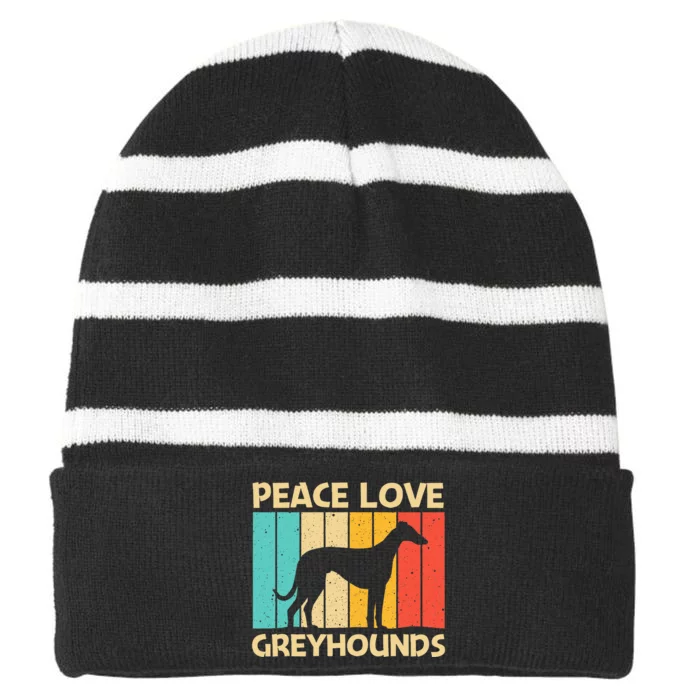 Funny Greyhound For Women Italian Greyhound Rescue Dog Striped Beanie with Solid Band