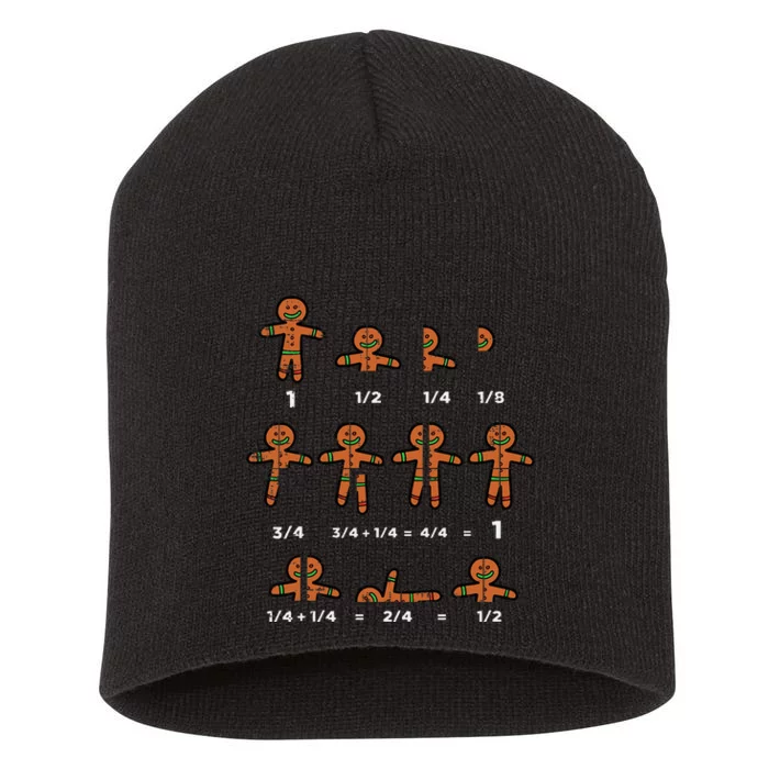 Festive Gingerbread Fraction Holiday Cookie Math Educator Short Acrylic Beanie