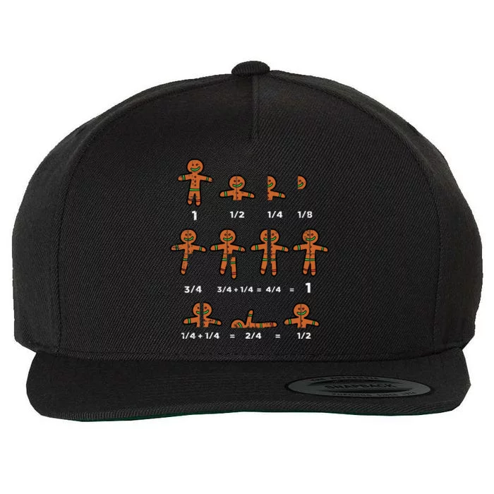 Festive Gingerbread Fraction Holiday Cookie Math Educator Wool Snapback Cap