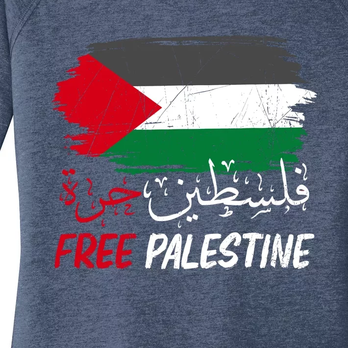 Free Gaza Free Palestine Flag Arabic Human Rights Women's Perfect Tri Tunic Long Sleeve Shirt