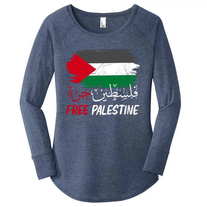 Free Gaza Free Palestine Flag Arabic Human Rights Women's Perfect Tri Tunic Long Sleeve Shirt