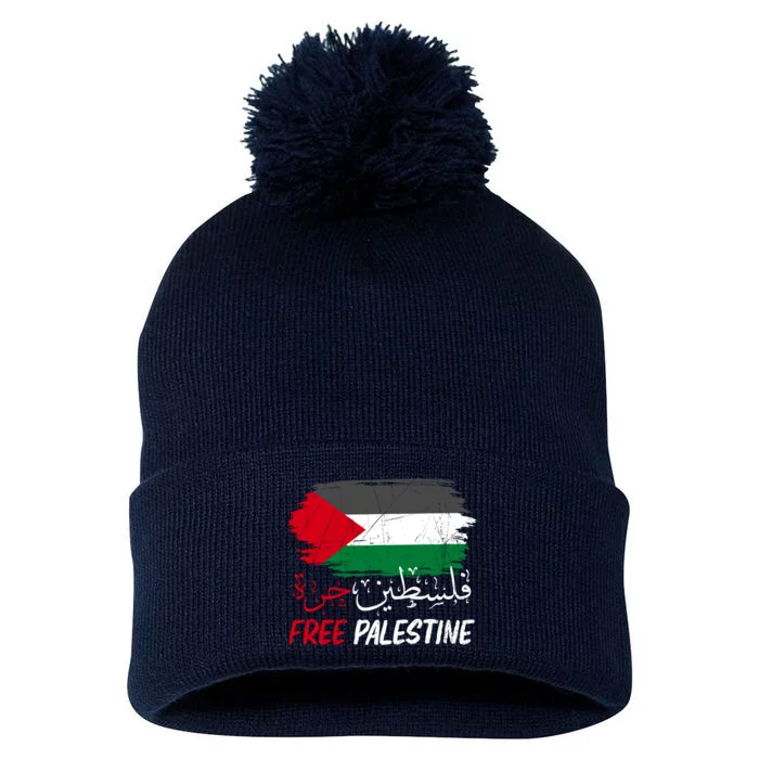 Free Gaza Free Palestine Flag Arabic Human Rights Pom Pom 12in Knit Beanie