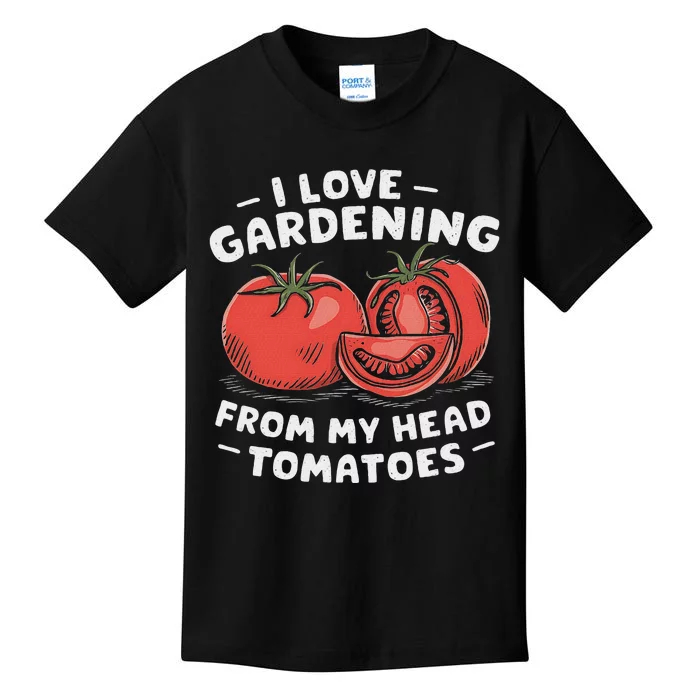 Funny Gardening From My Head Tomatoes Kids T-Shirt