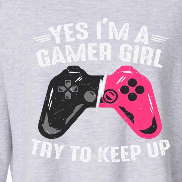 Funny Gamer Girl Slogans Cute Gamer Controller Video Games Lover Cropped Pullover Crew