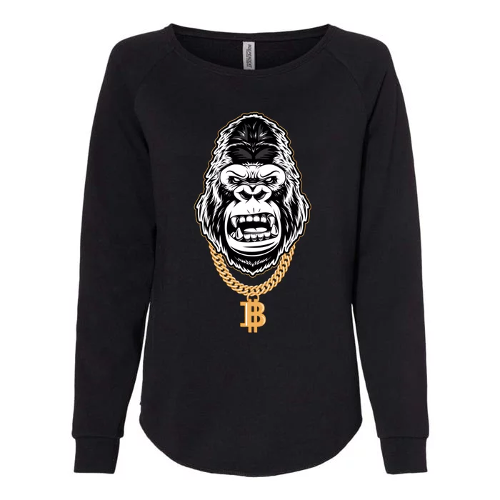 Funny Gangster Gorilla Bitcoin Cryptocurrency Funny Gift Cute Gift Womens California Wash Sweatshirt