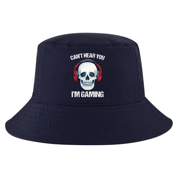 Funny Gamer Gift Skull Headset CanT Hear You IM Gaming Gift Cool Comfort Performance Bucket Hat