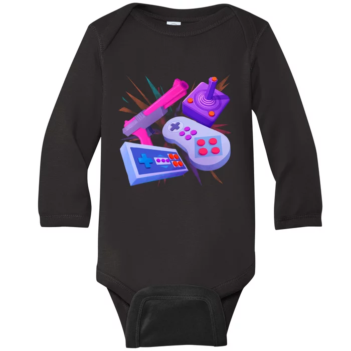 Funny Gamer Gift Men Cute Video Games Baby Long Sleeve Bodysuit