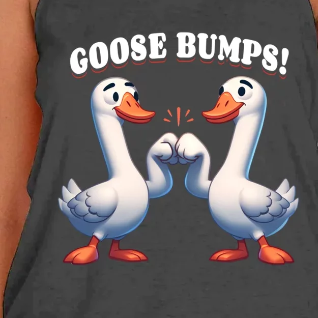 Funny Goose Goosebumps Silly Bumps Women's Knotted Racerback Tank