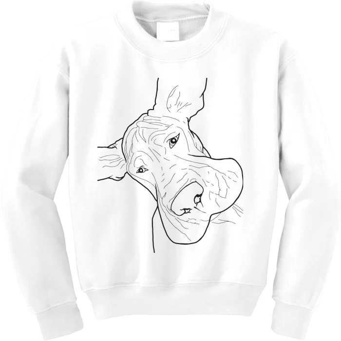 Funny Goofy Great Dane Face Kids Sweatshirt