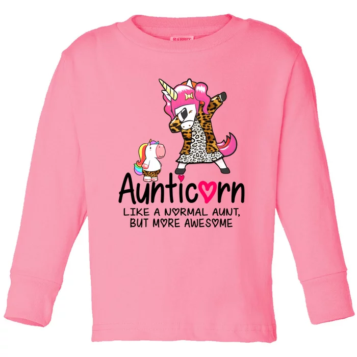 Funny Great Gift Aunticorn Couples Mothers Day Leopard Great Gift Toddler Long Sleeve Shirt