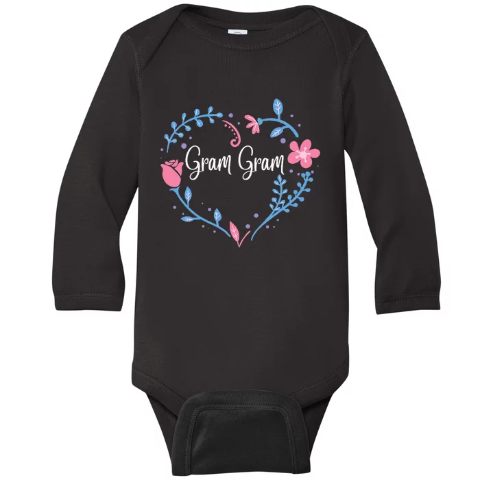 Flower Gram Gram Grandma Christmas Birthday Gift Baby Long Sleeve Bodysuit