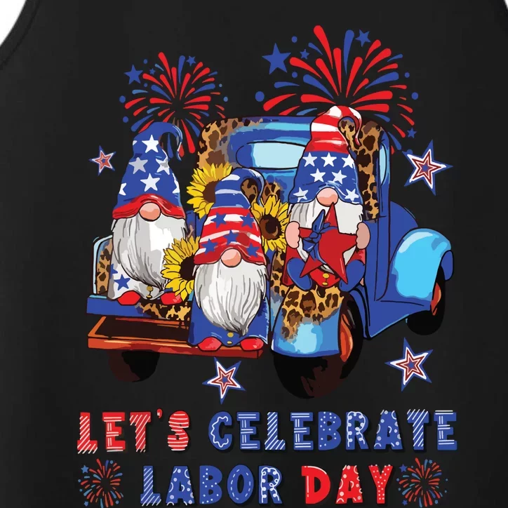 Funny Gnomes Gnomies Happy Labor Day Party American Flag Performance Tank