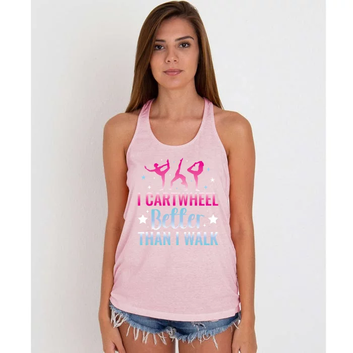 Funny Gymnastics Gymnast Cartwheel Gift Women's Knotted Racerback Tank