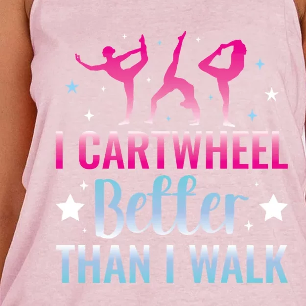 Funny Gymnastics Gymnast Cartwheel Gift Women's Knotted Racerback Tank