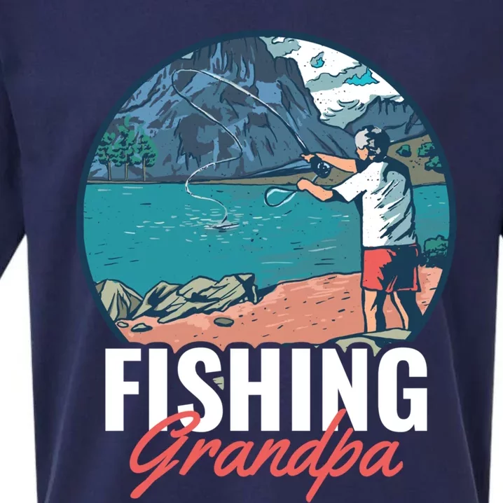 Fishing Grandpa Gift Sueded Cloud Jersey T-Shirt