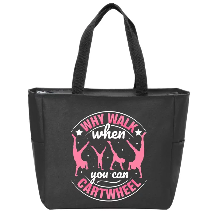 Funny Gymnastics Gymnast Parkour Girls Wo Cool Cartwheel Zip Tote Bag