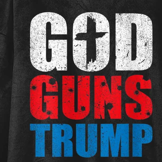 Funny God Guns Donald Trump Vote 2024 MAGA Republican Choice Hooded Wearable Blanket