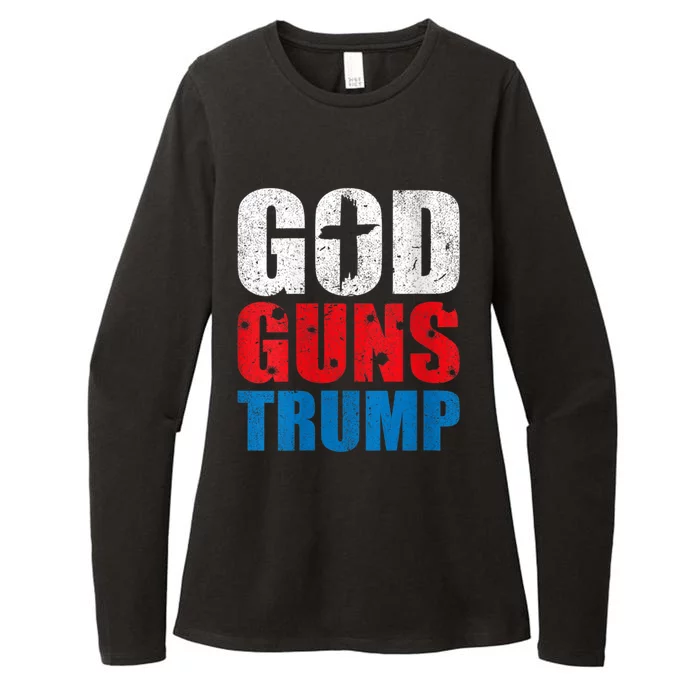 Funny God Guns Donald Trump Vote 2024 MAGA Republican Choice Womens CVC Long Sleeve Shirt