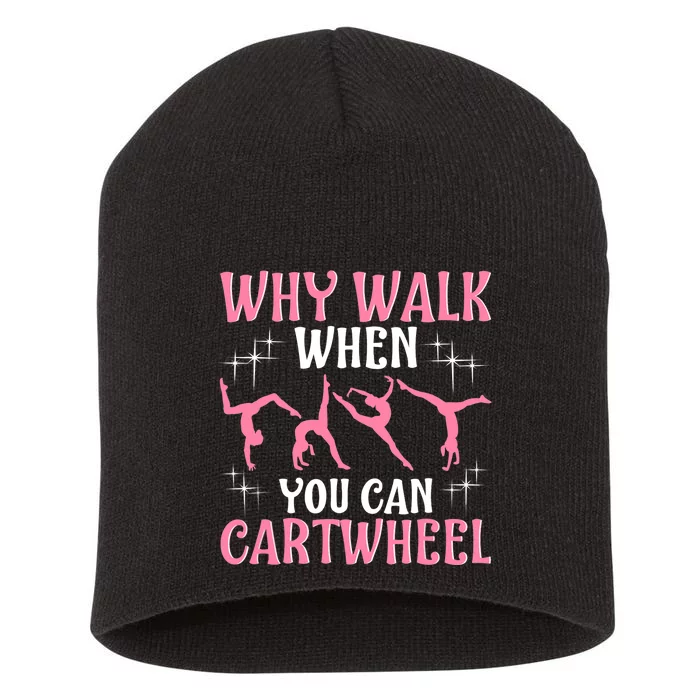 Funny Gymnastics Gymnast Gift For Girls Wo Cool Cartwheel Short Acrylic Beanie