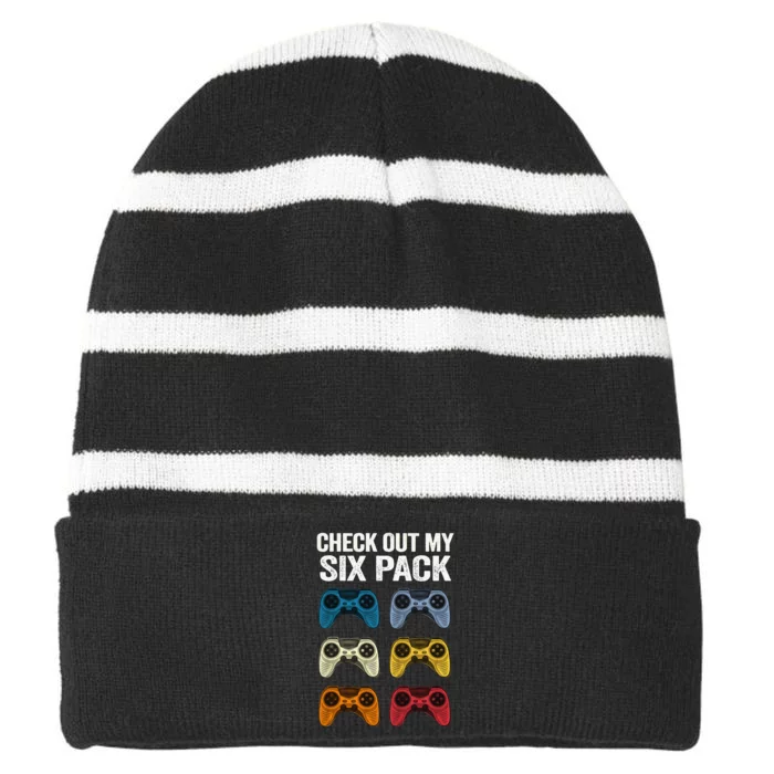 Funny Gamer Gifts For Teenage Boys 8-16 Year Old Gaming Striped Beanie with Solid Band