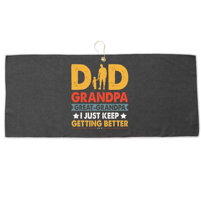 Funny Great Grandpa For Fathers Day Dad From Son Daughter Large Microfiber Waffle Golf Towel