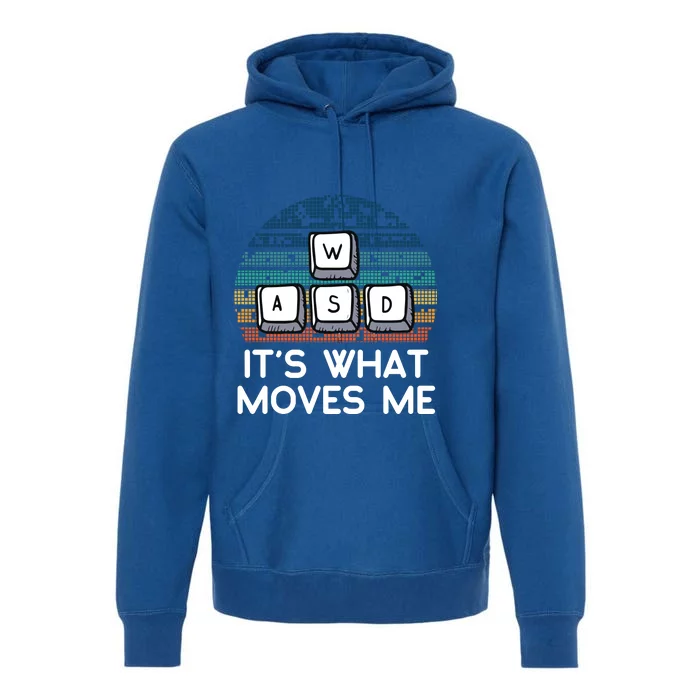 Funny Gaming Gamer Wasd Its What Moves Me Retro Vintage Gift Premium Hoodie