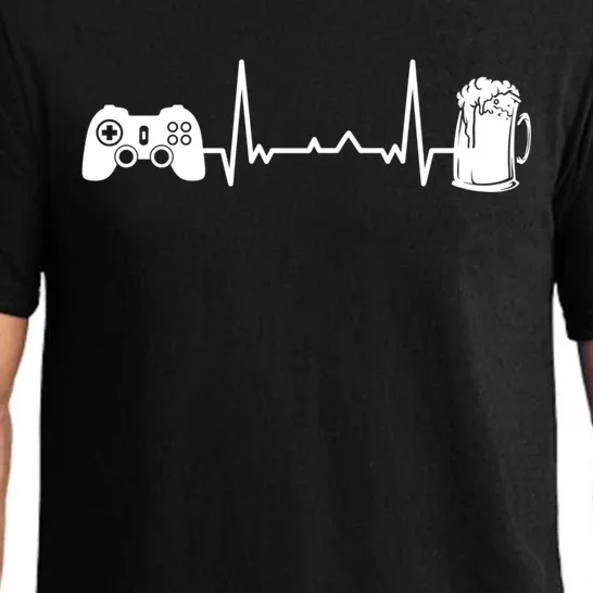 Funny Gamer Gift Heartbeat Ekg Gaming Nerd Video Games Cute Gift Pajama Set