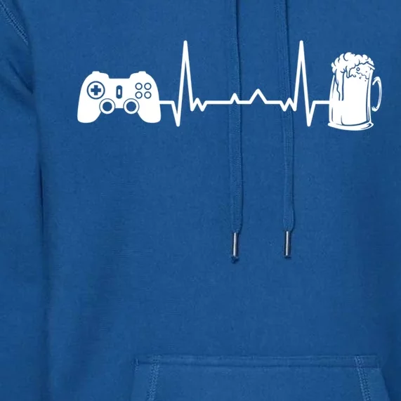 Funny Gamer Gift Heartbeat Ekg Gaming Nerd Video Games Cute Gift Premium Hoodie