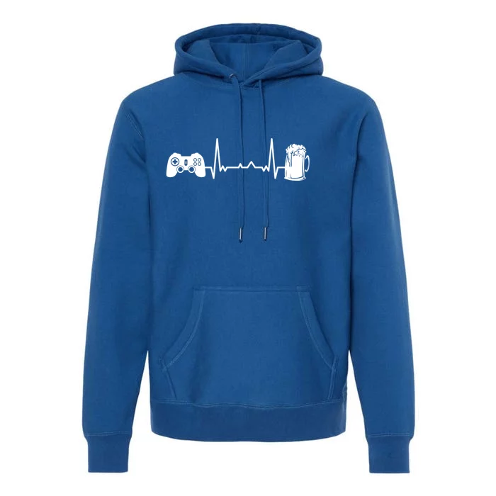 Funny Gamer Gift Heartbeat Ekg Gaming Nerd Video Games Cute Gift Premium Hoodie