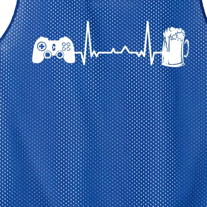 Funny Gamer Gift Heartbeat Ekg Gaming Nerd Video Games Cute Gift Mesh Reversible Basketball Jersey Tank