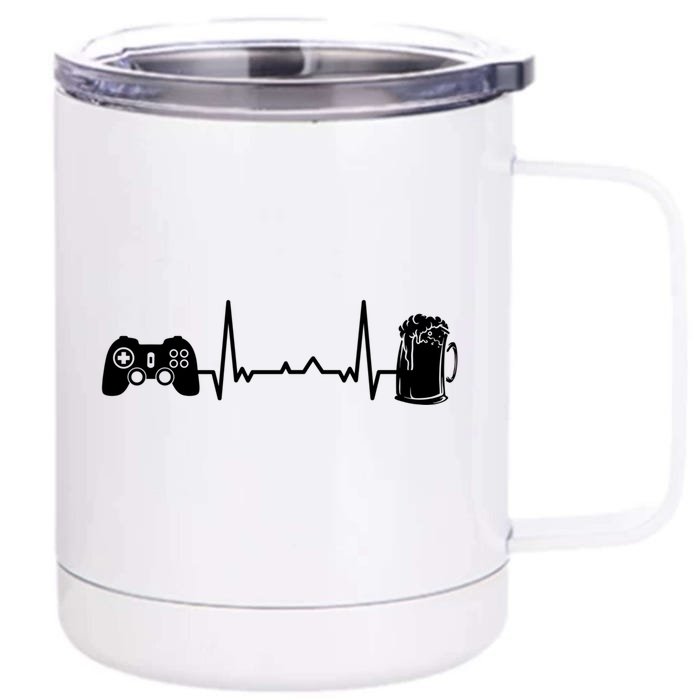 Funny Gamer Gift Heartbeat Ekg Gaming Nerd Video Games Cute Gift Front & Back 12oz Stainless Steel Tumbler Cup