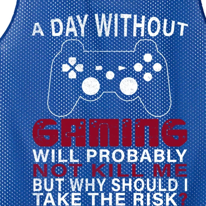 Funny Gaming Gift With Saying A Day Without Gaming Gamer Gift Mesh Reversible Basketball Jersey Tank